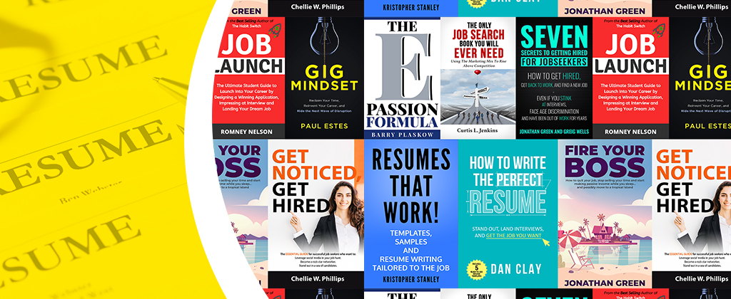 Banner with covers of free job search books