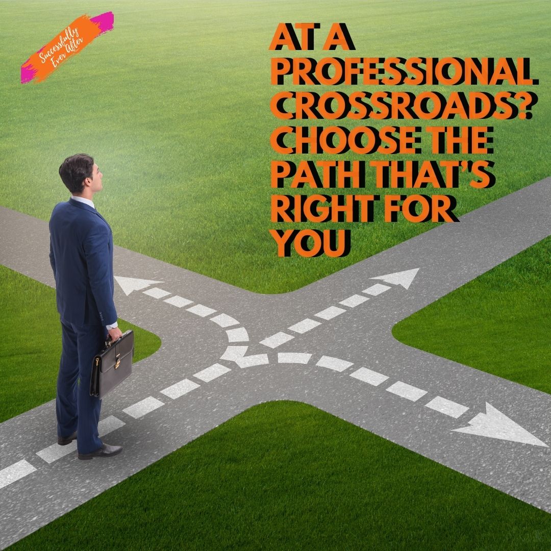 man standing at crossroad